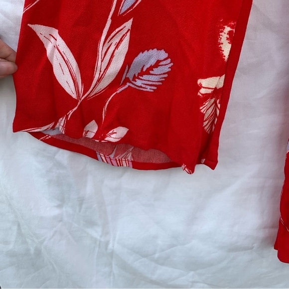 Free People Bella Red Floral Print Bohemian Flowy Tropical Tunic - Picture 10 of 10